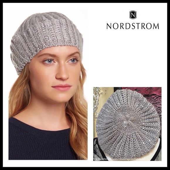 METALLIC SPARKLE SILVER GREY BERET BEANIE HAT A2C - Picture 8 of 8